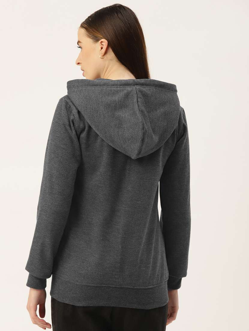 women solid long sleeve hooded sweatshirt - 22086949 -  Standard Image - 2