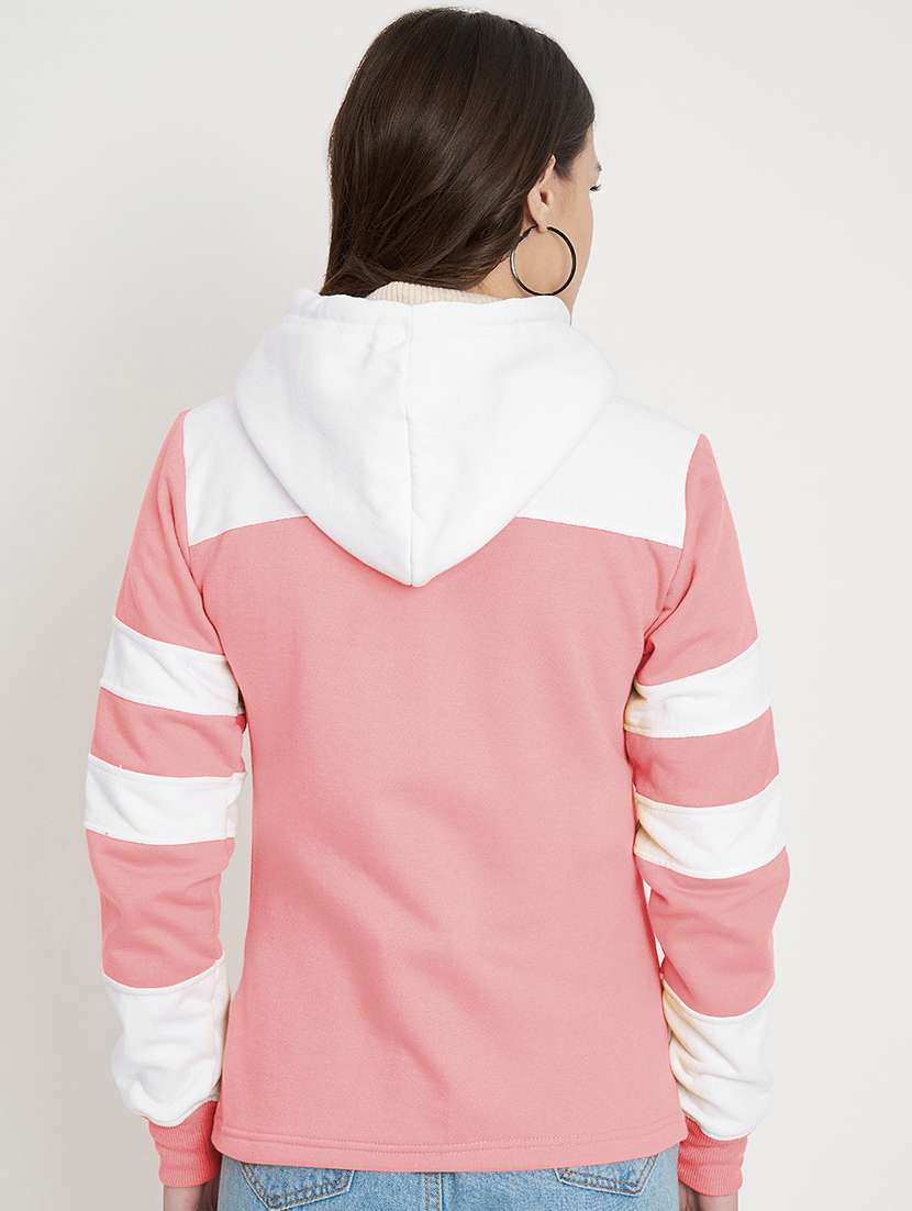 women color blocked long sleeve hooded sweatshirt - 22086963 -  Standard Image - 2