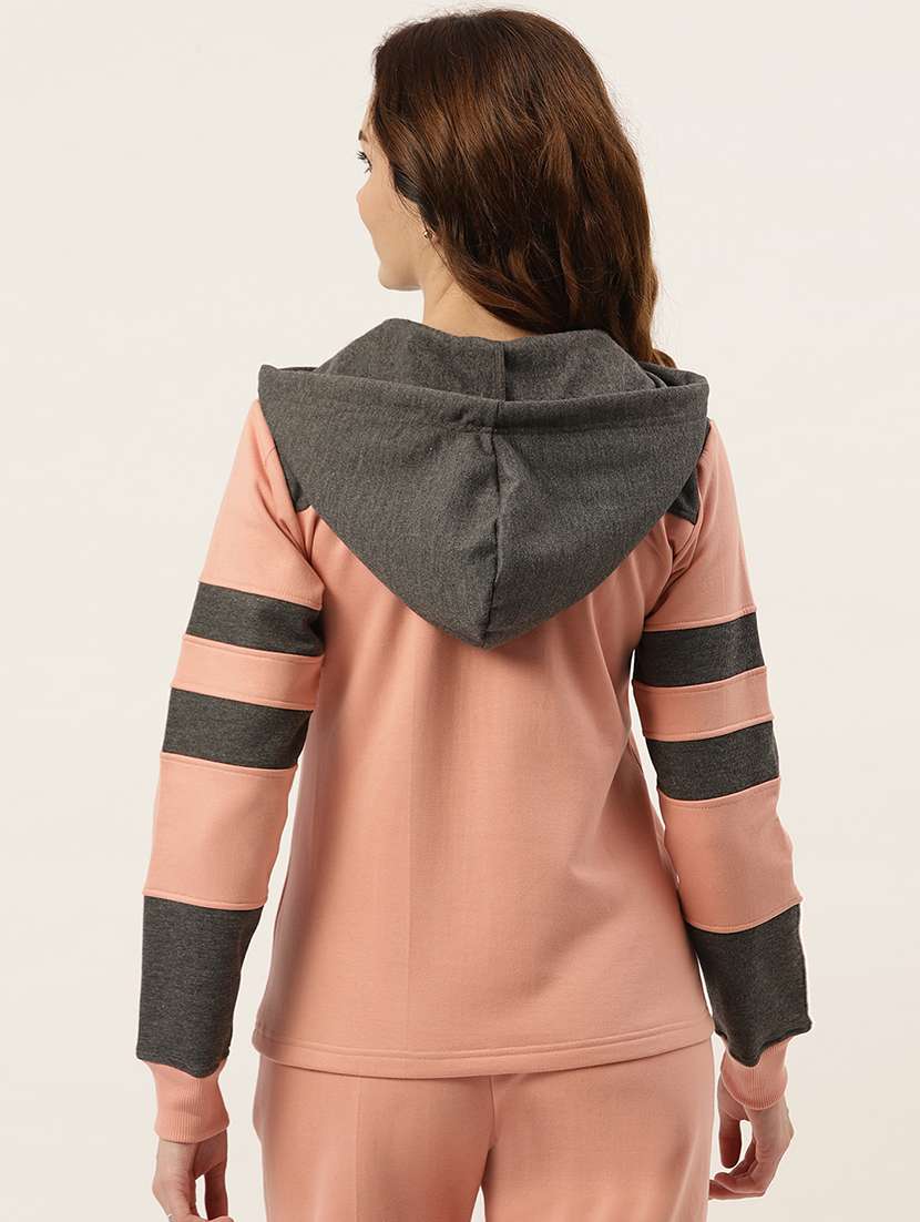 women color blocked long sleeve hooded sweatshirt - 22086966 -  Standard Image - 2