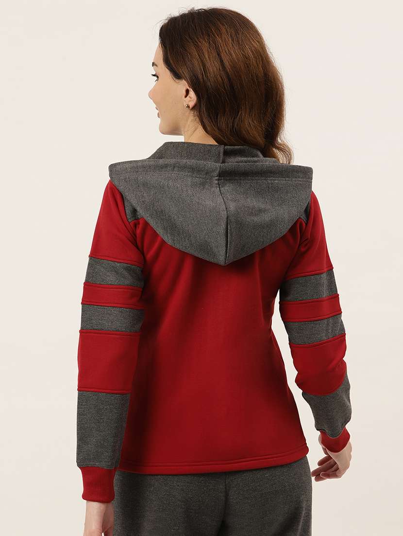 women color blocked long sleeve hooded sweatshirt - 22086968 -  Standard Image - 2