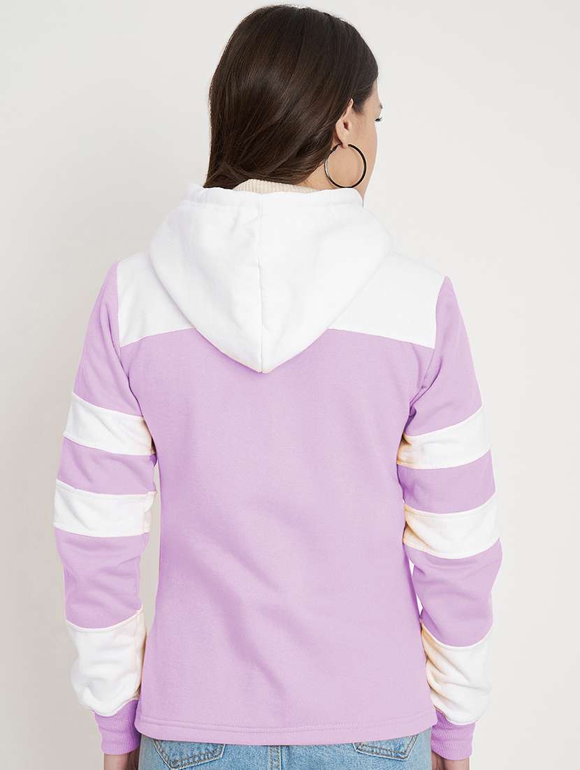 women color blocked long sleeve hooded sweatshirt - 22086969 -  Standard Image - 2