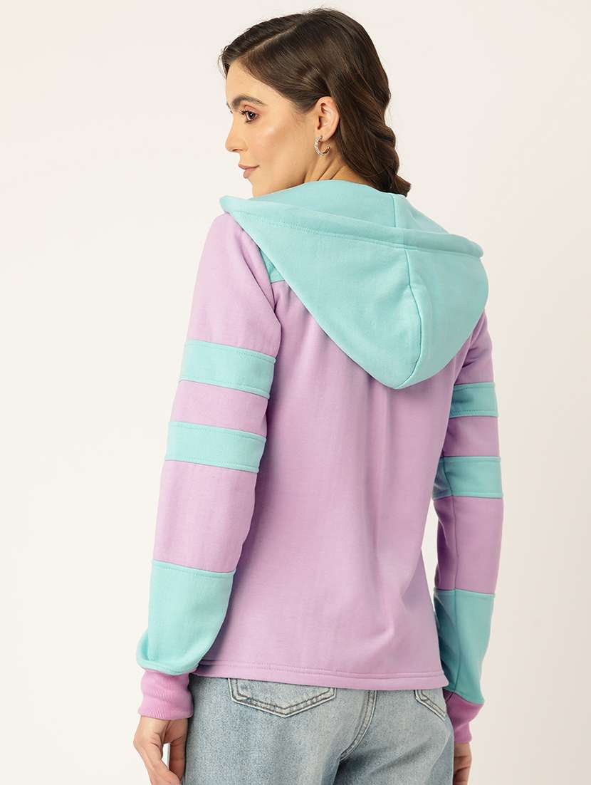 women color blocked long sleeve hooded sweatshirt - 22086970 -  Standard Image - 2