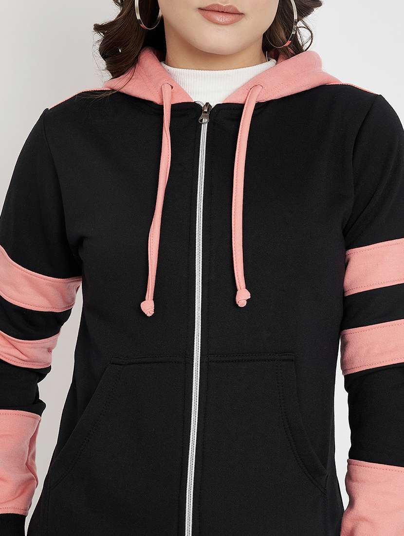 women color blocked long sleeve hooded sweatshirt - 22086972 -  Standard Image - 7