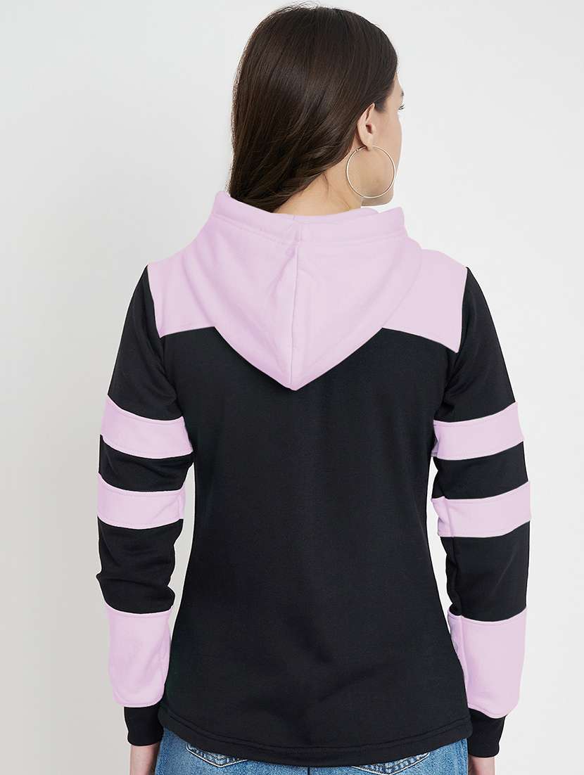 women color blocked long sleeve hooded sweatshirt - 22086976 -  Standard Image - 2