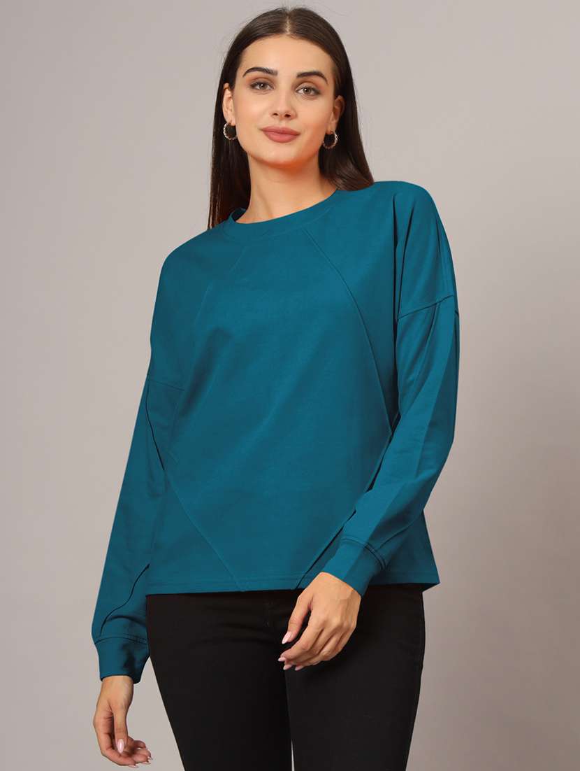 women solid long sleeve sweatshirt - 22086986 -  Standard Image - 2