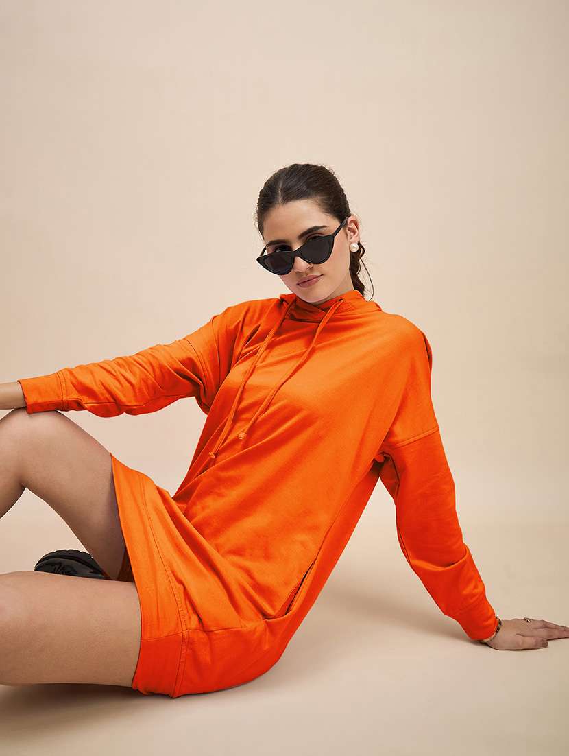 women solid long sleeve hooded dress - 22086988 - Zoom Image - 0