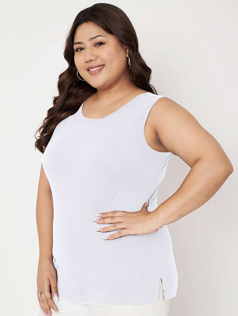 women plus size solid sleeveless camisole - 22087009 - Standard Image - 2