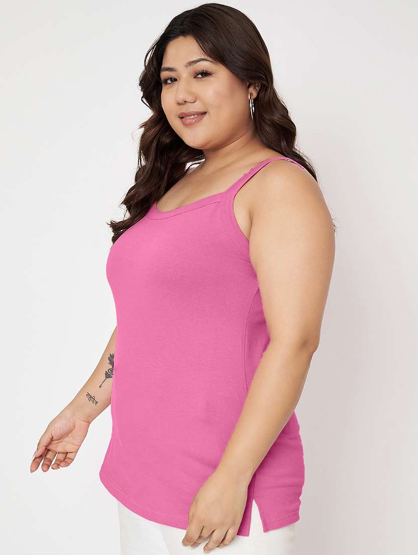 women plus size solid sleeveelsss camisole - 22087018 - Standard Image - 2