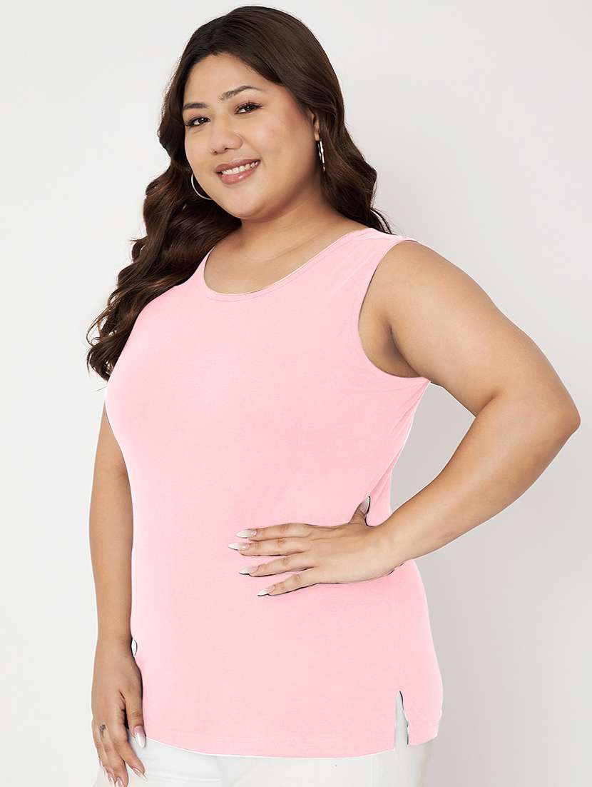 women plus size solid sleeveelsss camisole - 22087019 -  Standard Image - 2