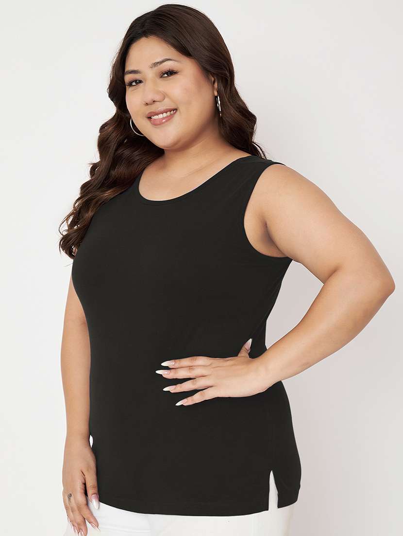 women plus size solid sleeveelsss camisole - 22087021 - Standard Image - 2