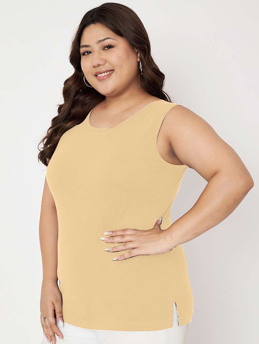 women plus size solid sleeveelsss camisole - 22087023 - Standard Image - 2