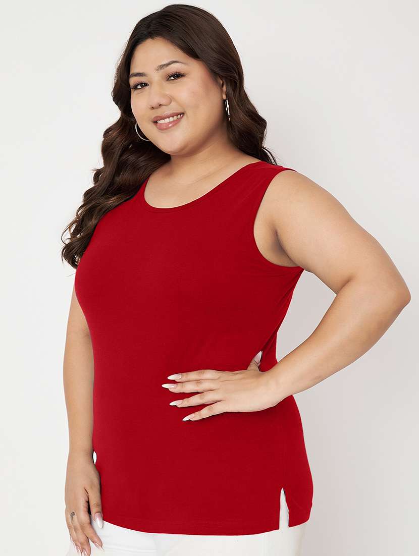 women plus size solid sleeveelsss camisole - 22087024 - Standard Image - 2