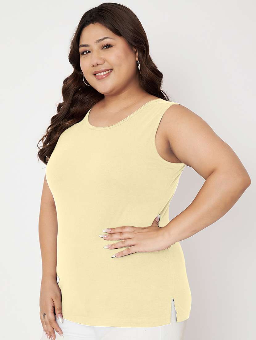women plus size solid sleeveelsss camisole - 22087026 - Standard Image - 2
