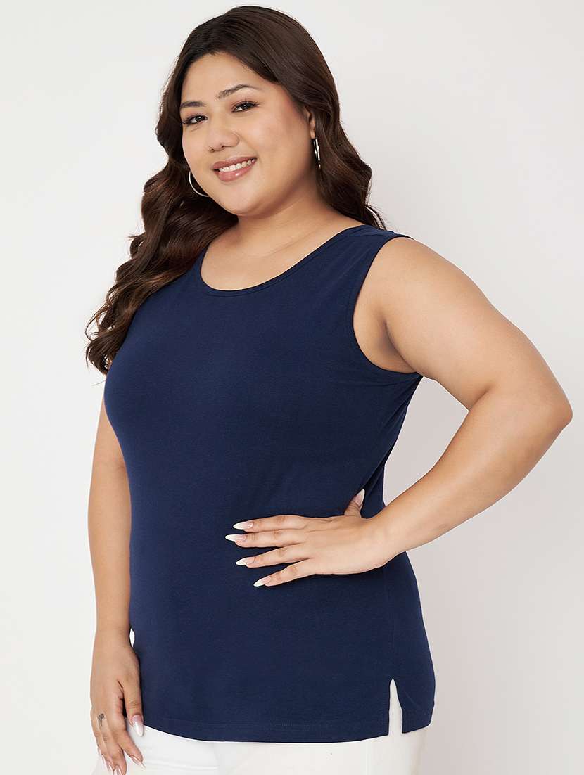 women plus size solid sleeveelsss camisole - 22087027 -  Standard Image - 2