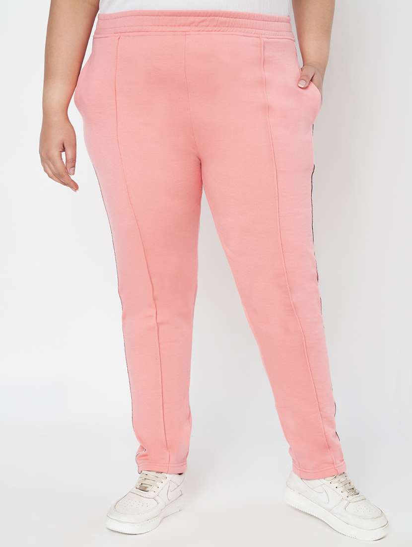 women plus size solid regular track pant