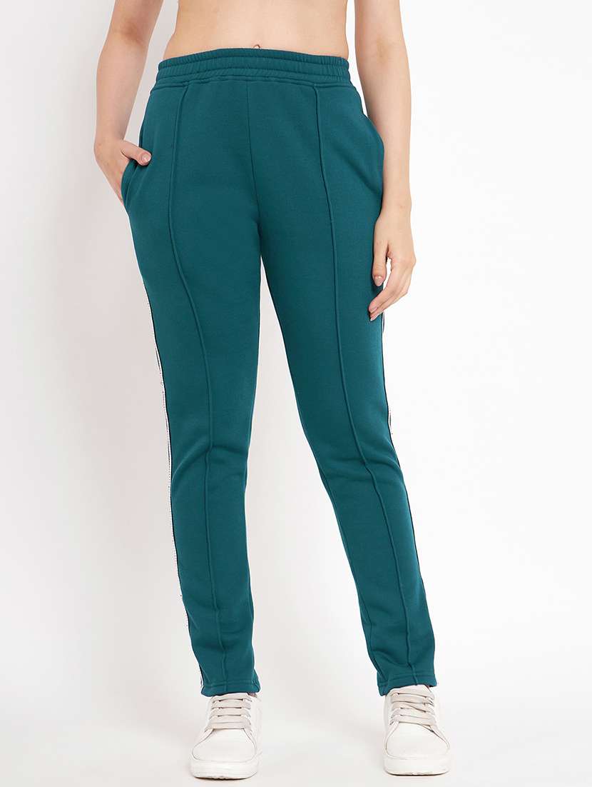 women solid mid rise regular fit track pant - 22087029 -  Standard Image - 2