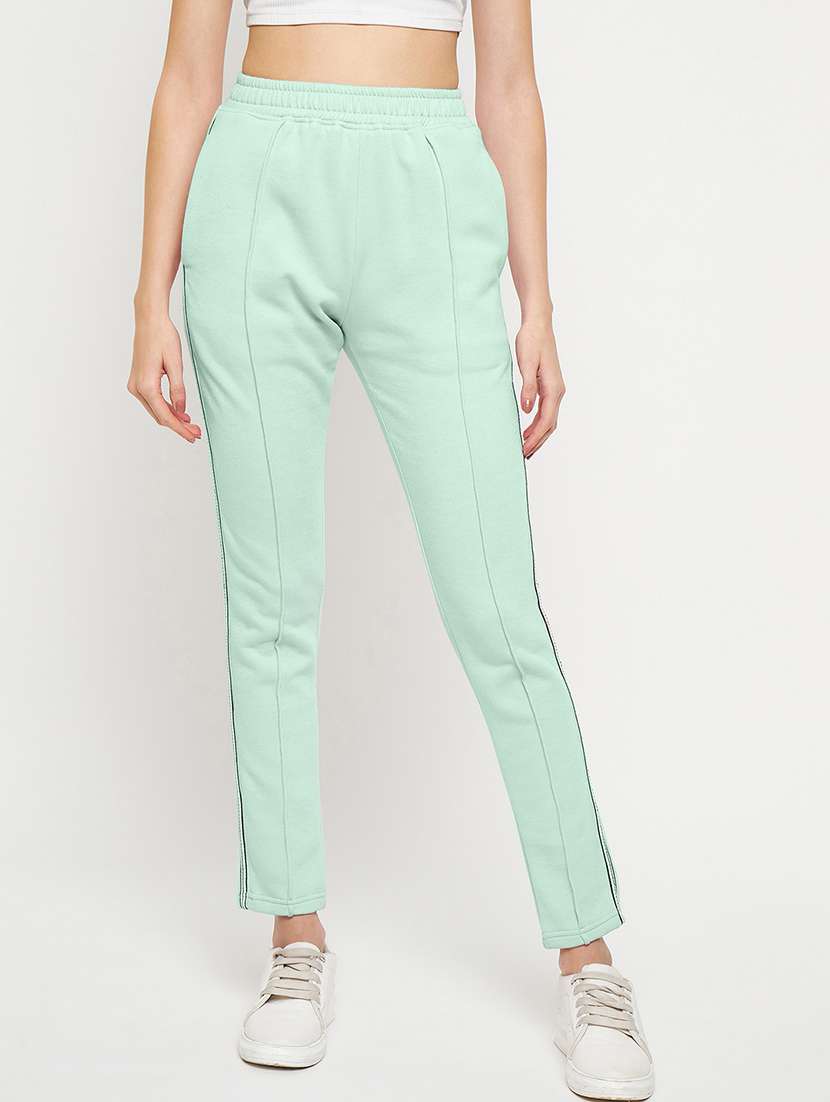women solid mid rise regular fit track pant
