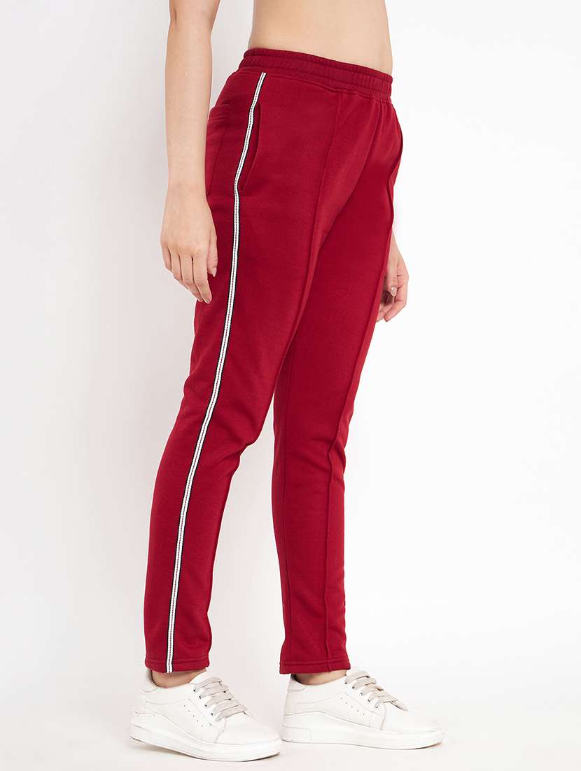 women solid mid rise regular fit track pant - 22087032 -  Standard Image - 2