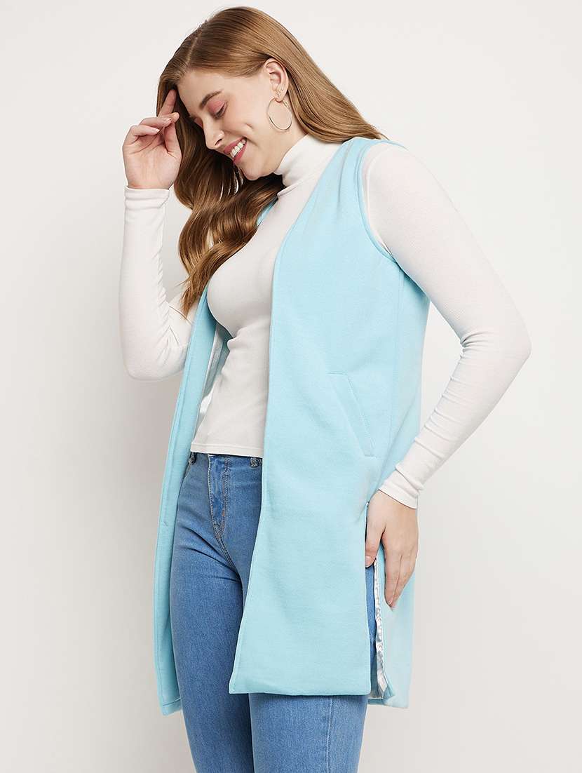women solid sleeveless winterwear shrug - 22087039 -  Standard Image - 2