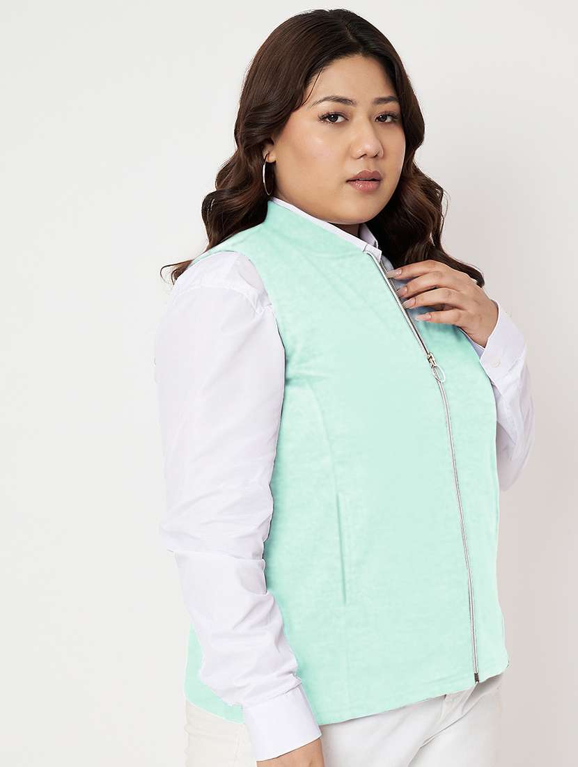 women plus size solid sleeveless jacket - 22087044 -  Standard Image - 2