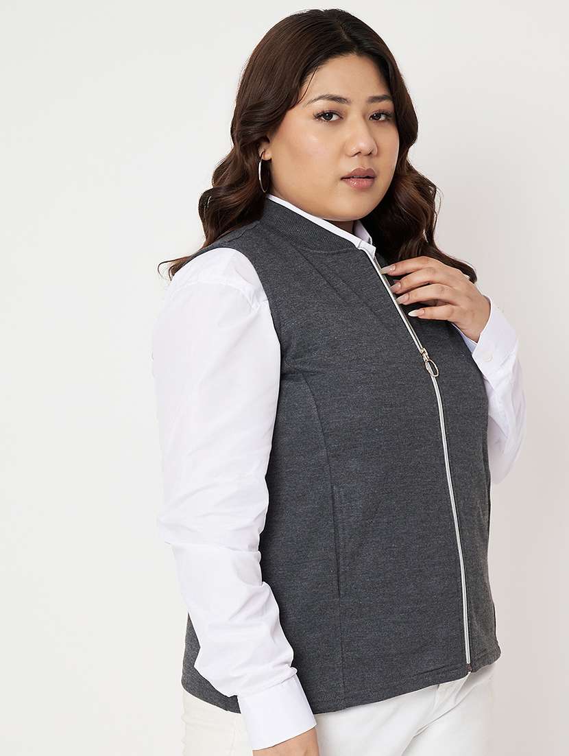 women plus size solid sleeveless jacket - 22087047 -  Standard Image - 2