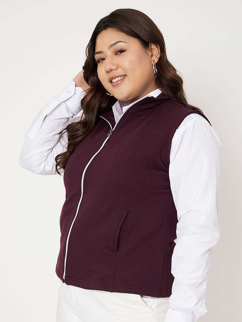 women plus size solid sleeveless jacket - 22087051 -  Standard Image - 2