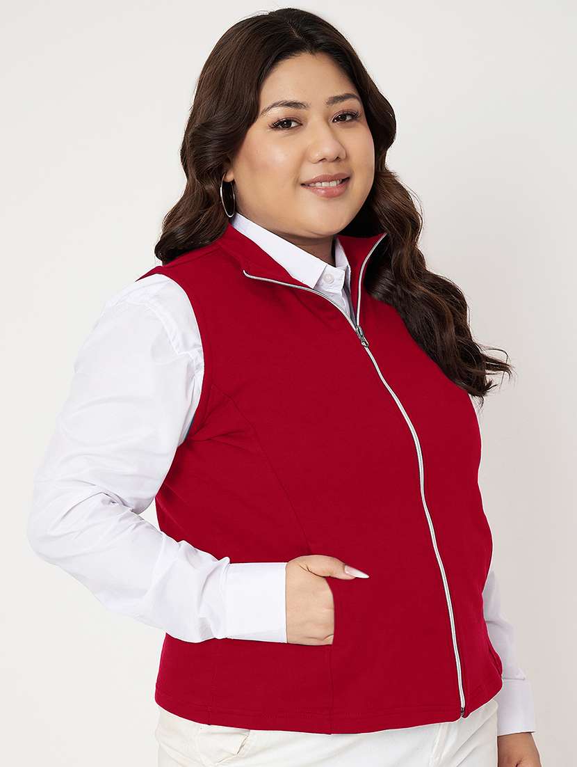 women plus size solid sleeveless jacket - 22087052 -  Standard Image - 2
