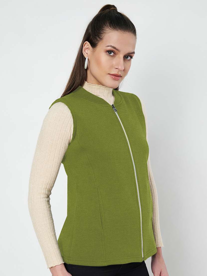 women solid sleeveless jacket - 22087077 -  Standard Image - 2