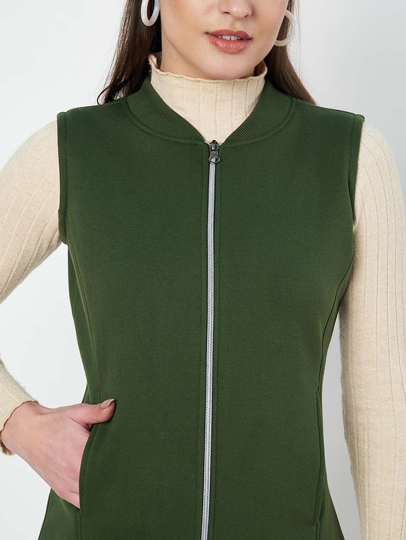 women solid sleeveless jacket - 22087078 - Standard Image - 7