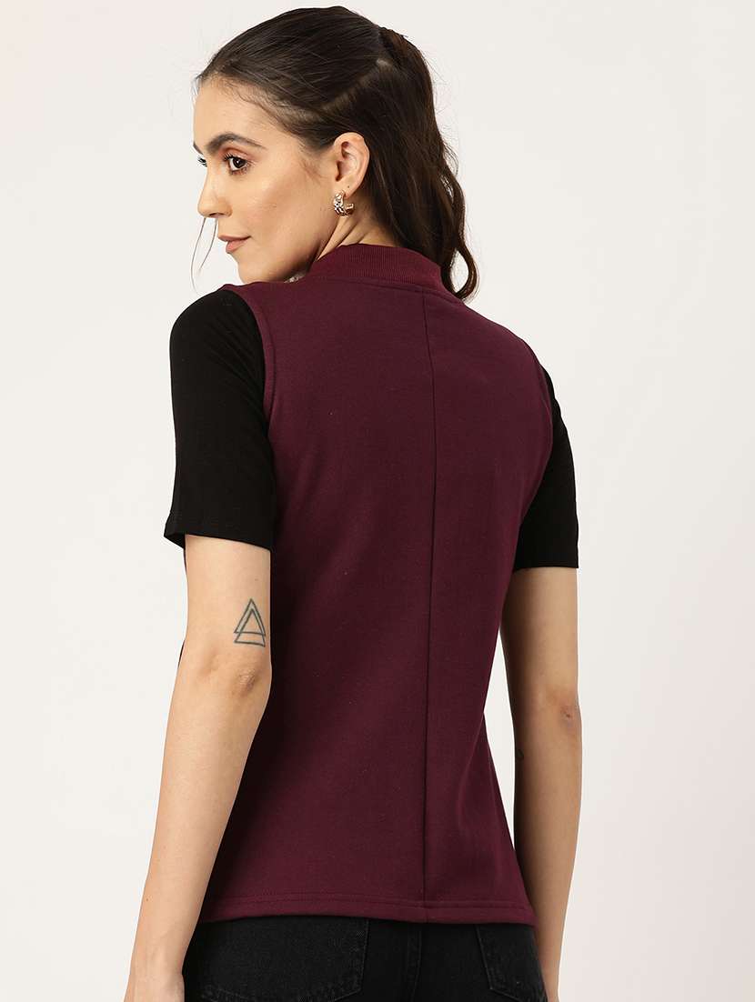 women solid sleeveless jacket - 22087079 -  Standard Image - 2