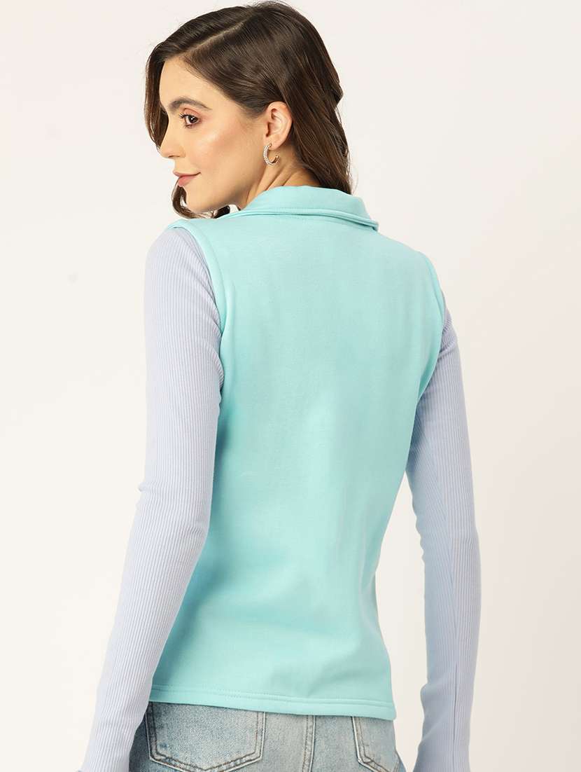 women solid sleeveless jacket - 22087087 -  Standard Image - 2