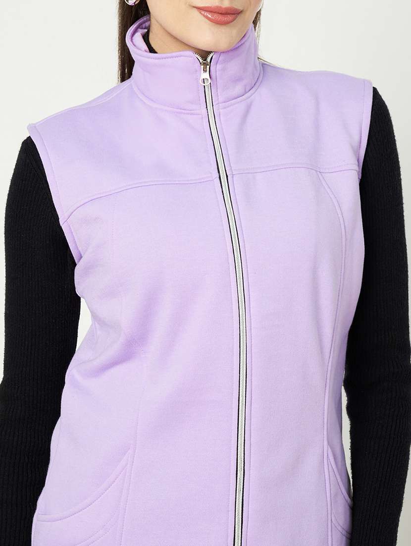 women solid sleeveless jacket - 22087103 -  Standard Image - 7
