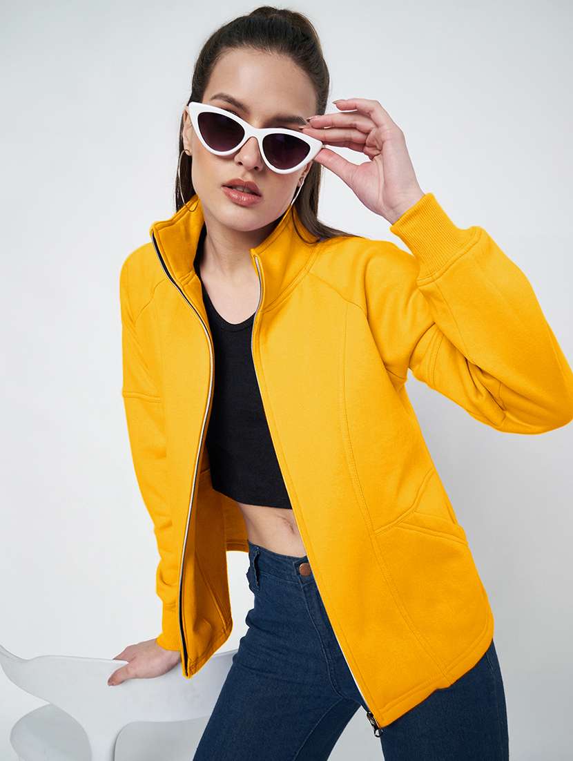Women Solid Stand Collar Long Sleeve Jacket - 22087109 -  Standard Image - 2