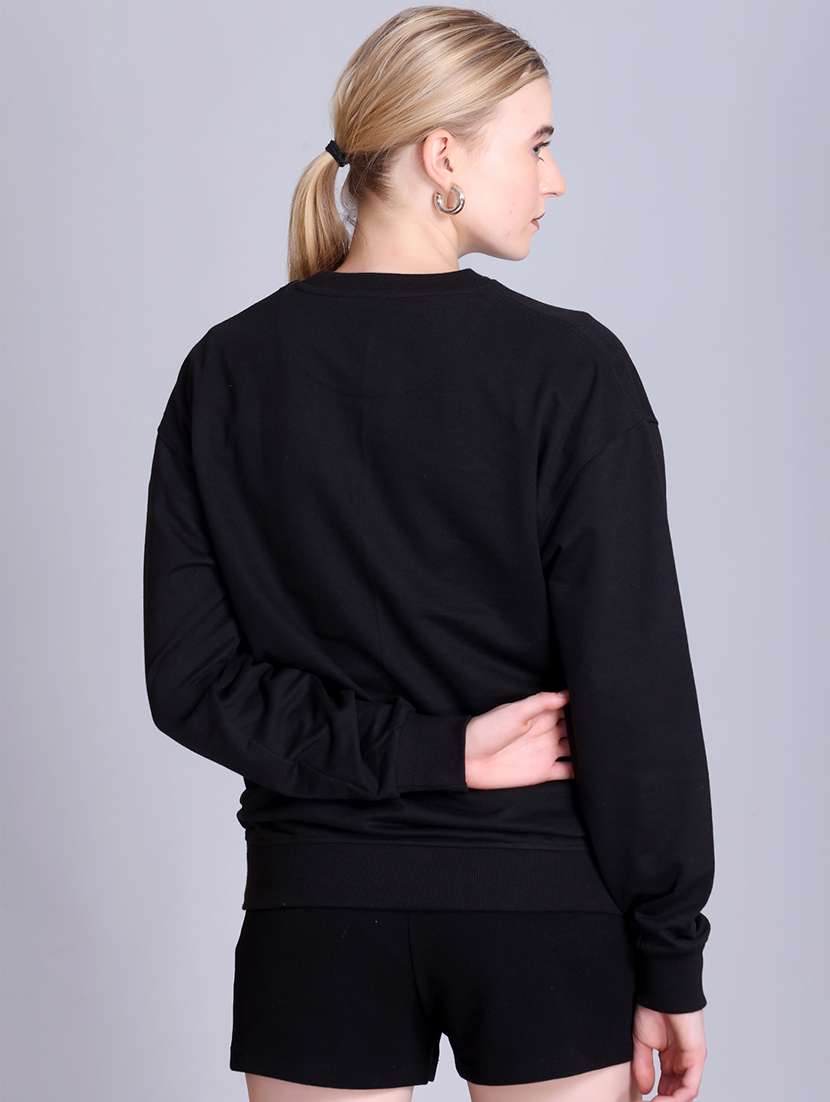 women solid long sleeve round neck sweatshirt - 22087134 -  Standard Image - 2