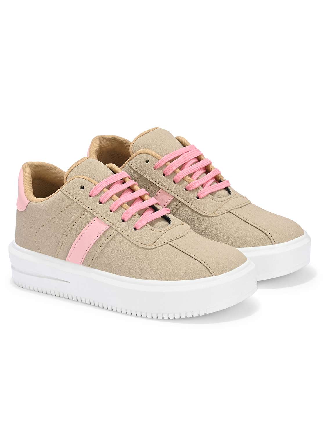 women beige lace-up sports shoe - 22087178 - Standard Image - 2