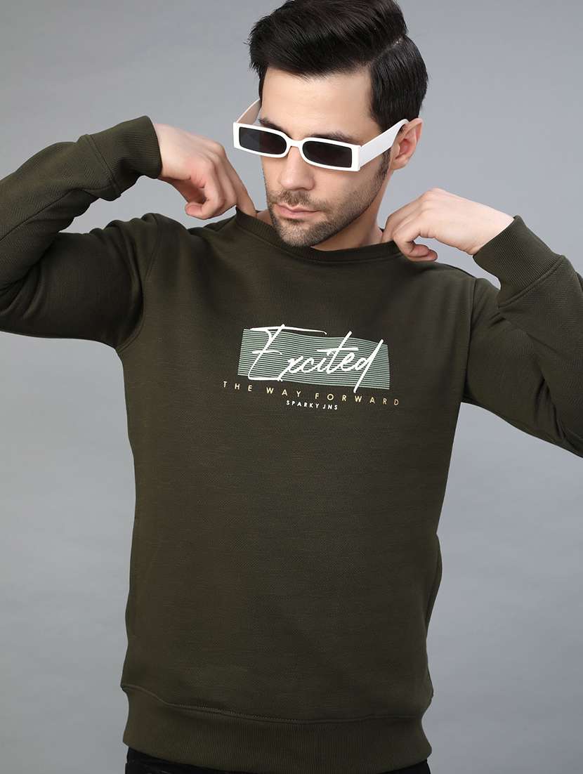 men chest print long sleeve regular fit sweatshirt