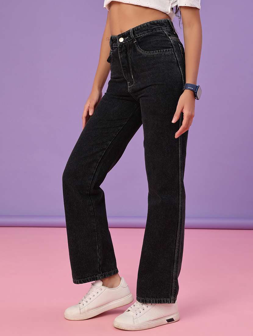 women solid high rise straight fit jean - 22087857 -  Standard Image - 2
