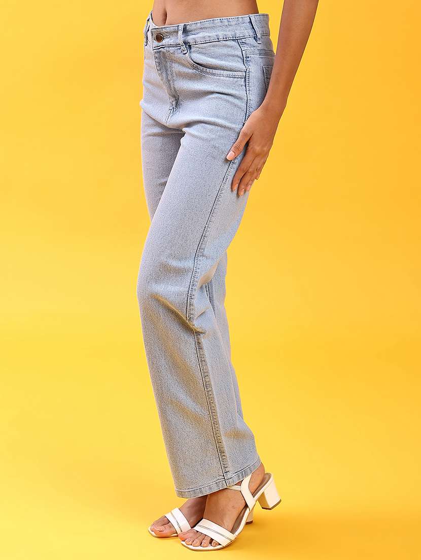women plain mid rise straight fit jeans - 22087858 -  Standard Image - 2