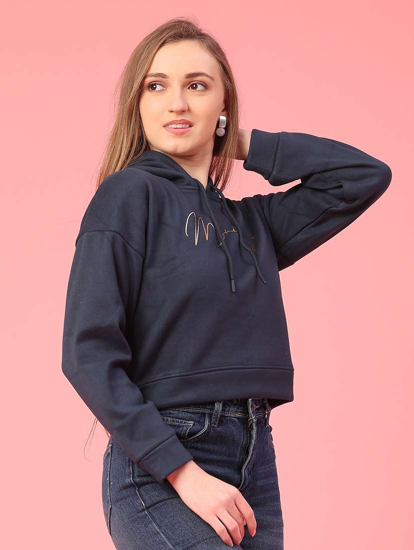 women long sleeve hooded cropped sweatshirt - 22087879 -  Standard Image - 2