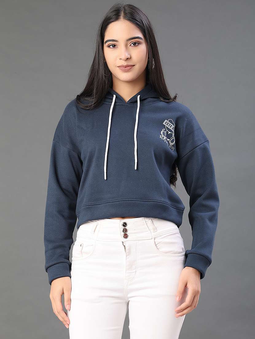 women typographic long sleeve hooded sweatshirt - 22087884 -  Standard Image - 2