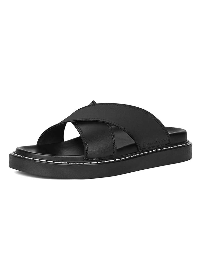 men black slip on sandal - 22087922 -  Standard Image - 2
