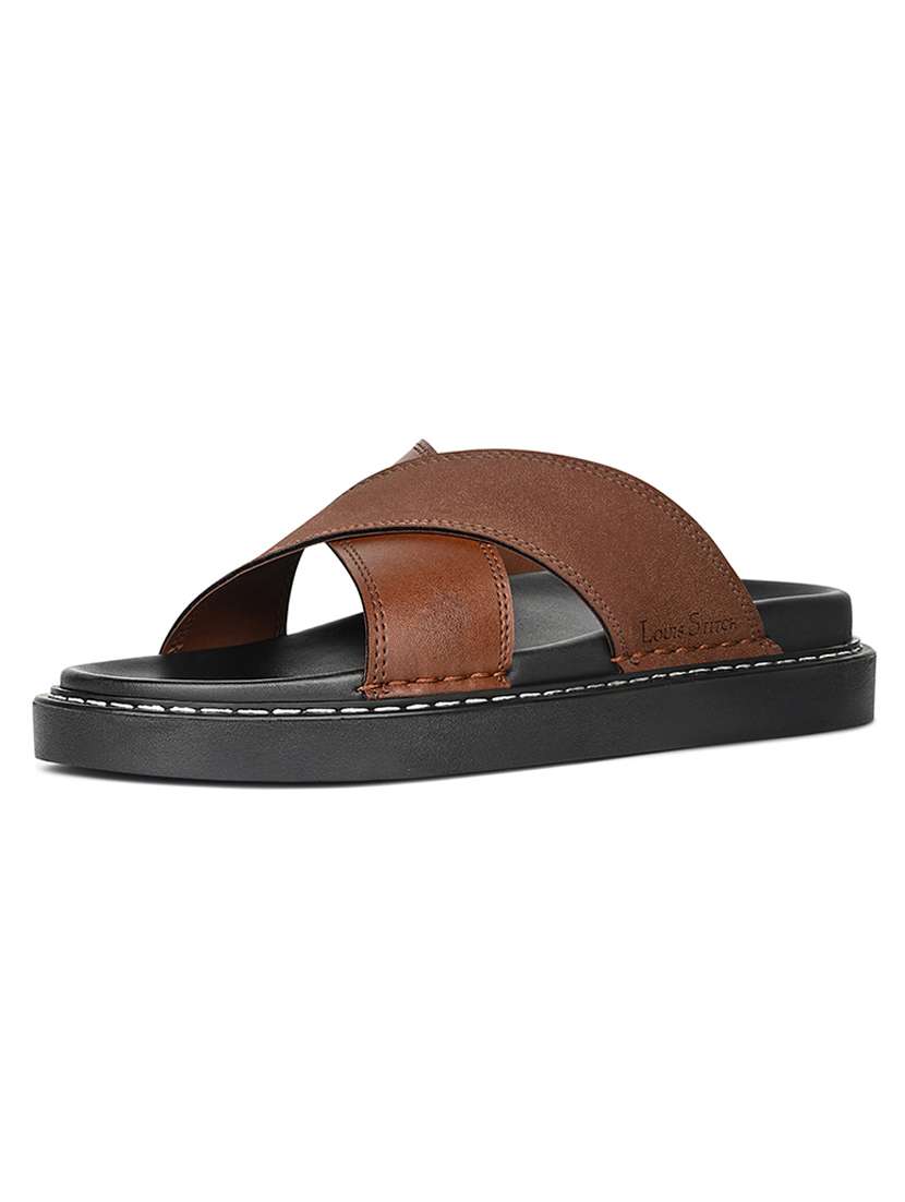 men brown slip on sandal - 22087923 -  Standard Image - 2