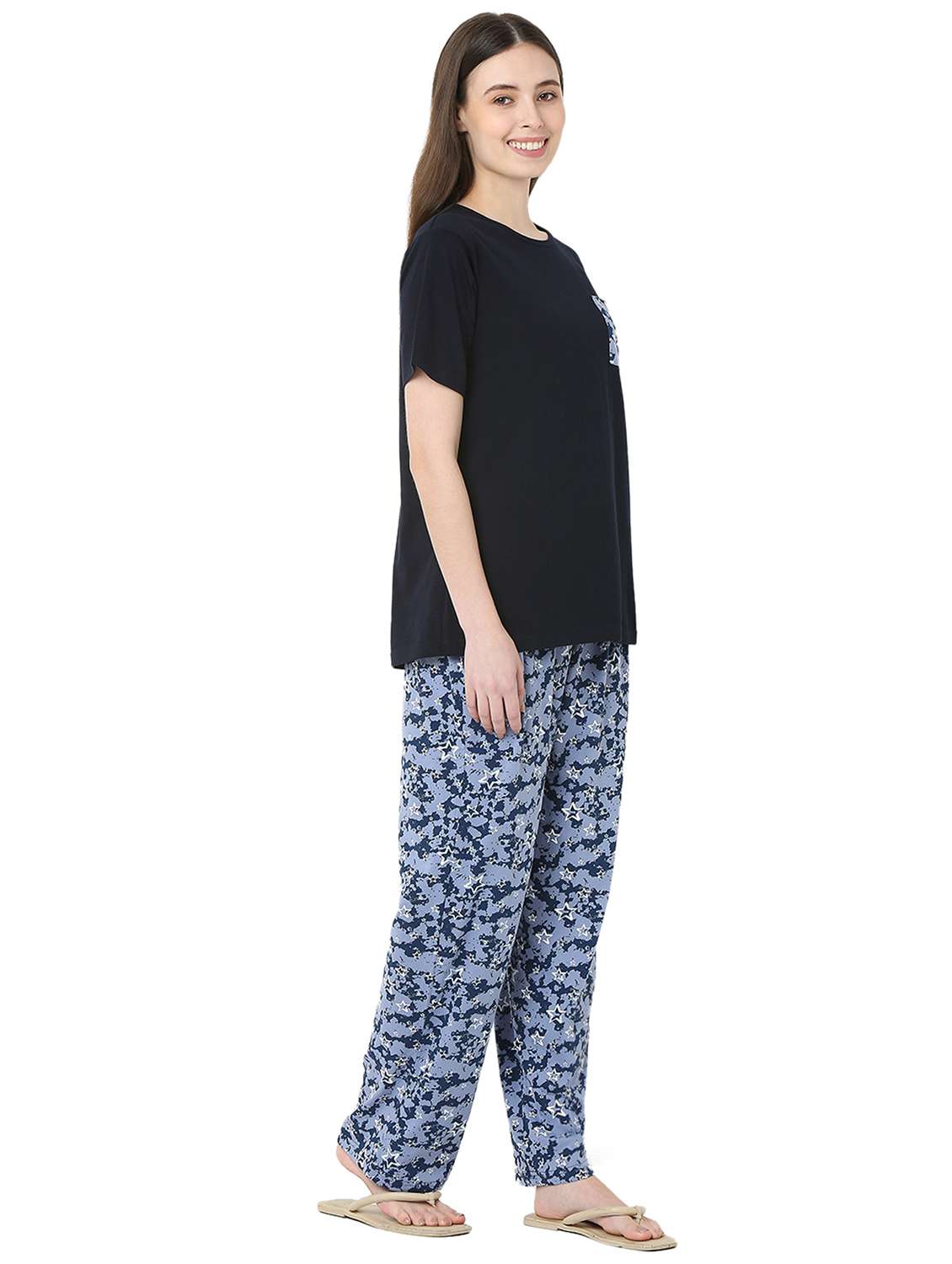 navy blue cotton pyjama set nightwear - 22087927 -  Standard Image - 2