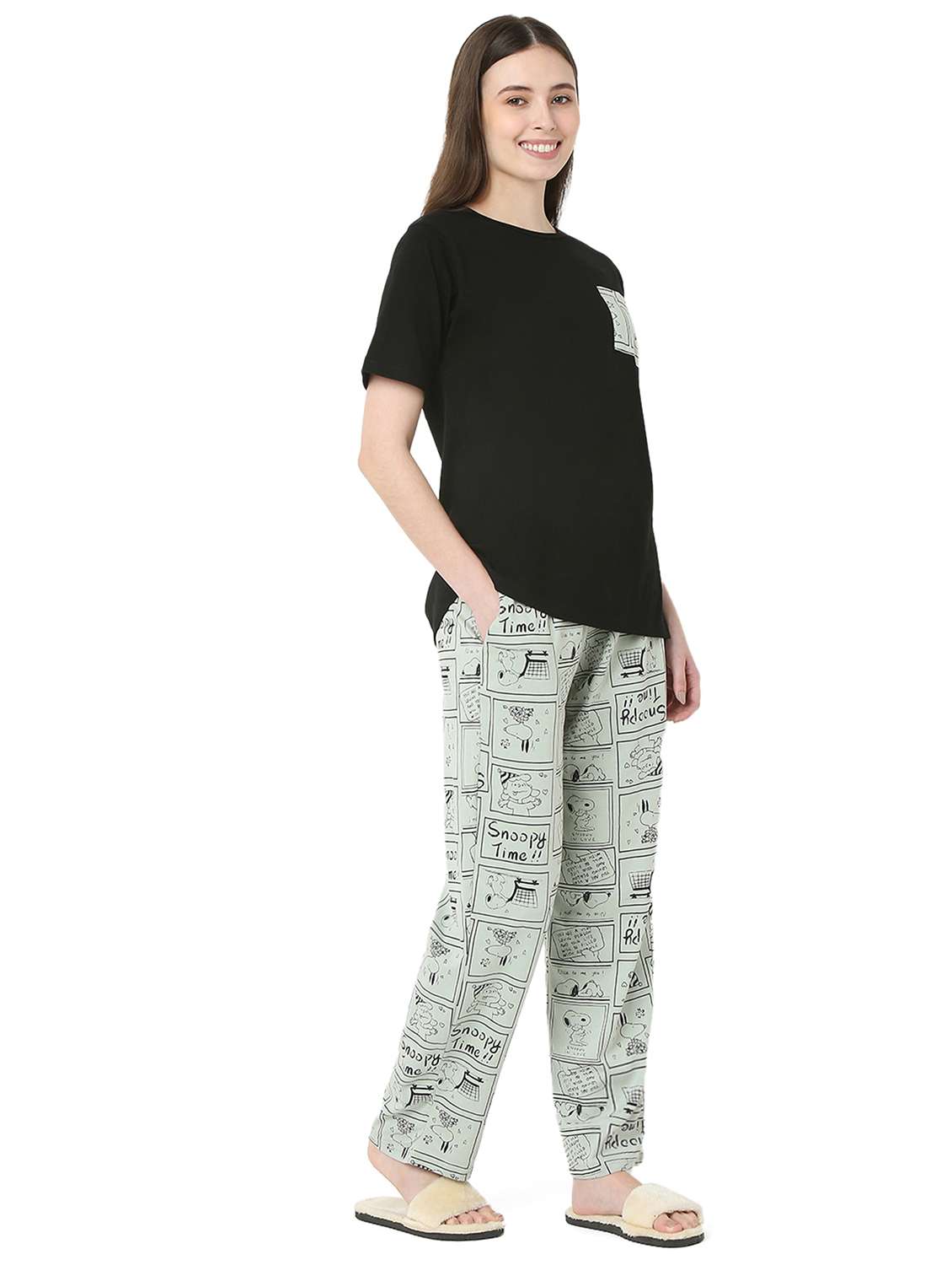 black cotton pyjama set nightwear - 22087929 -  Standard Image - 2
