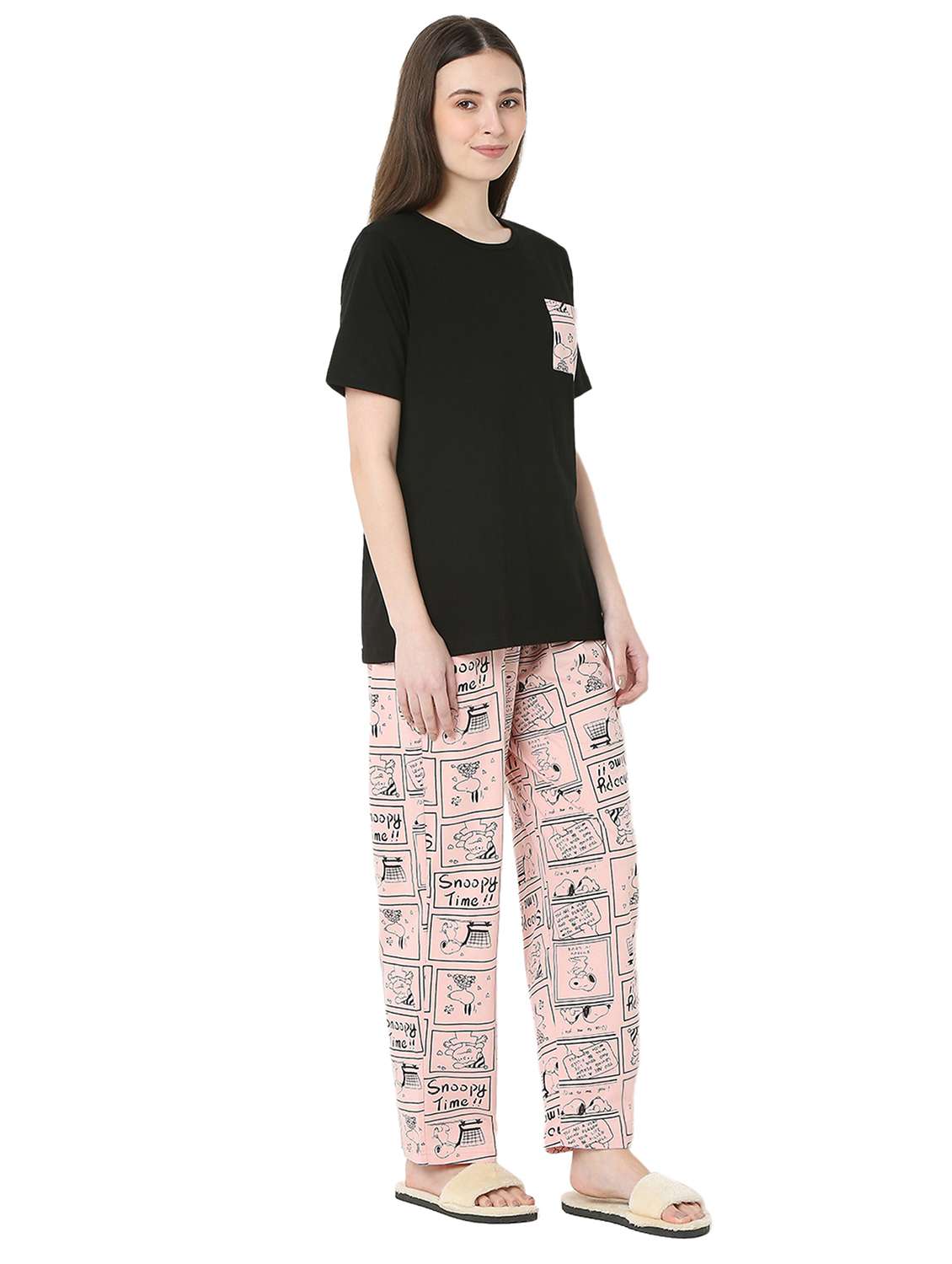 black cotton pyjama set nightwear - 22087930 -  Standard Image - 2