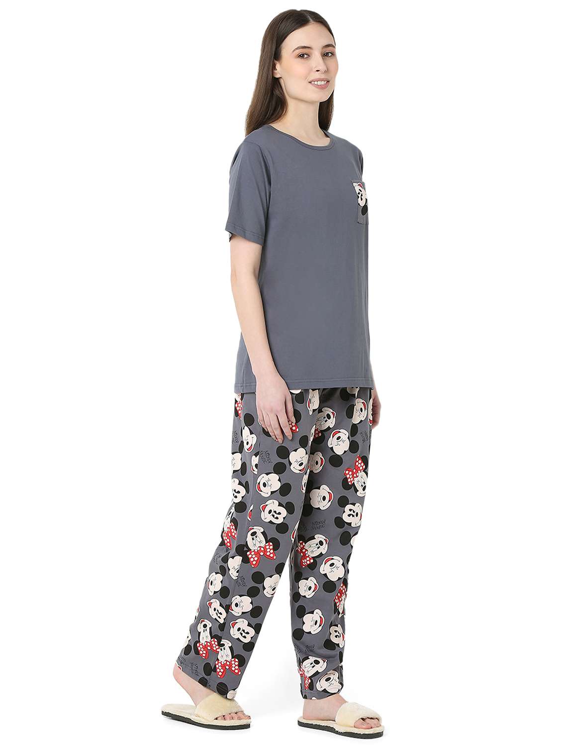 grey cotton pyjama set nightwear - 22087931 -  Standard Image - 2