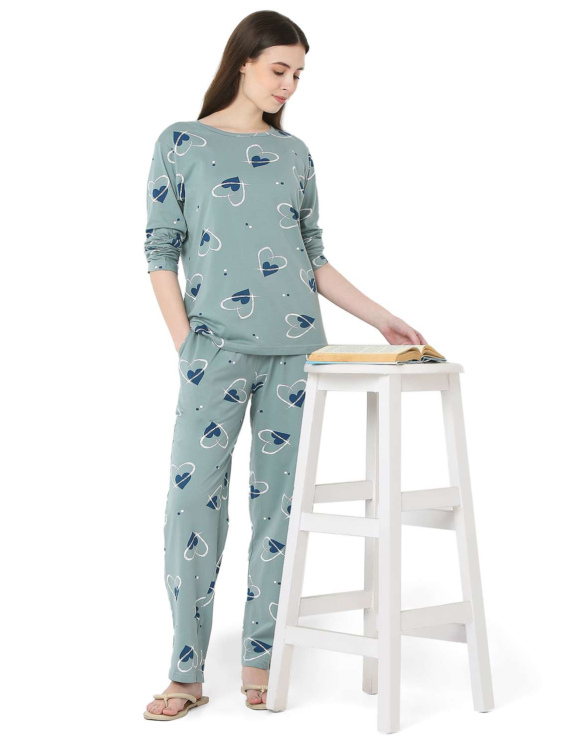 women printed long sleeve nightwear pyjama set - 22087934 -  Standard Image - 2