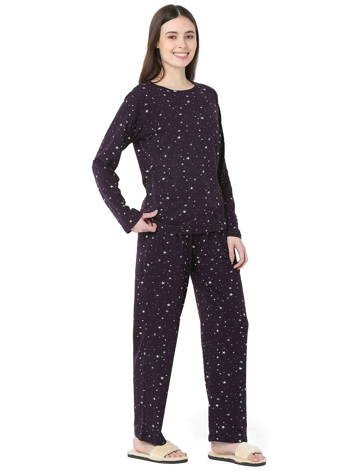 women printed long sleeve nightwear pyjama set - 22087935 -  Standard Image - 2