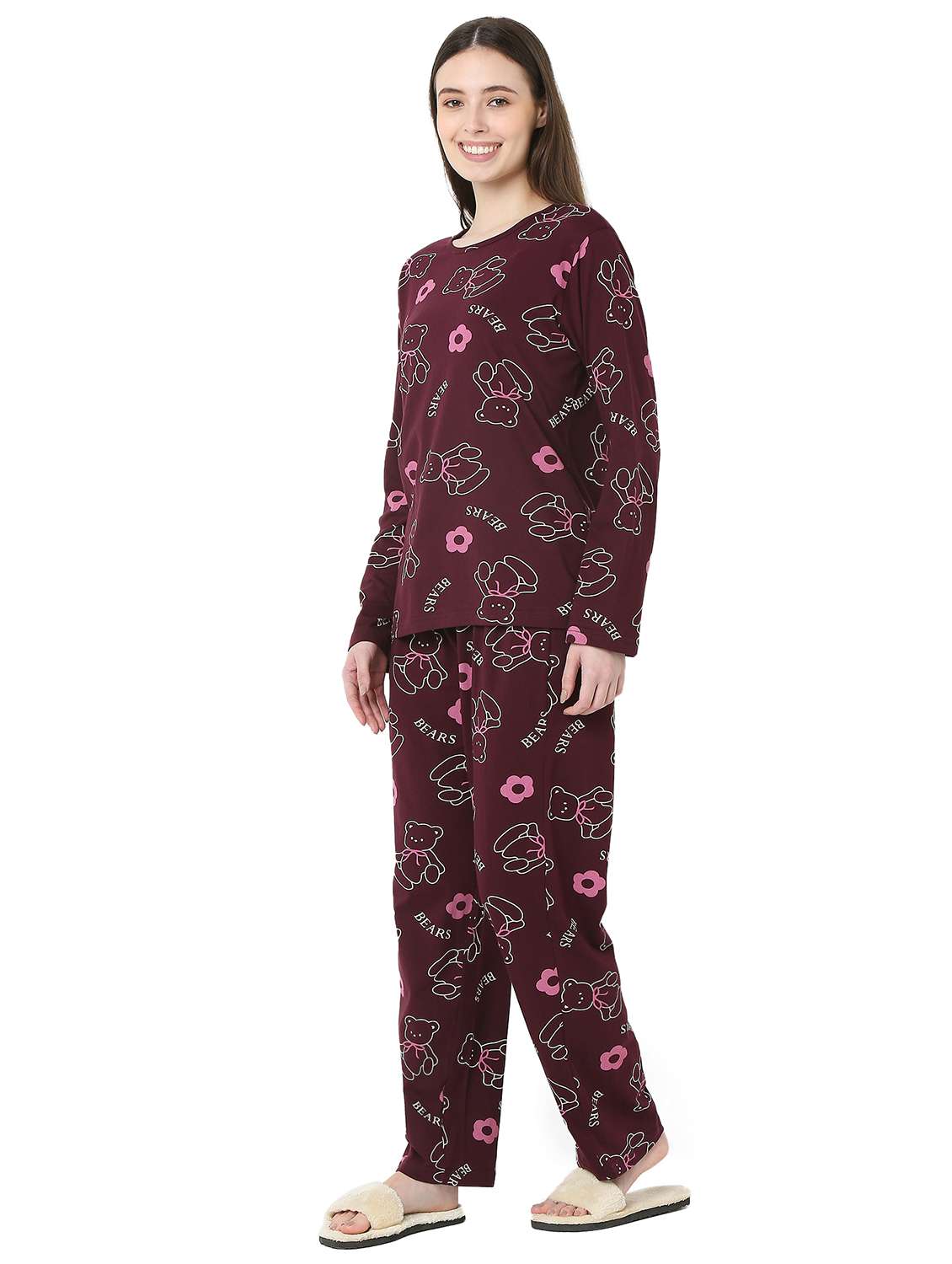 women printed long sleeve nightwear pyjama set - 22087937 -  Standard Image - 2