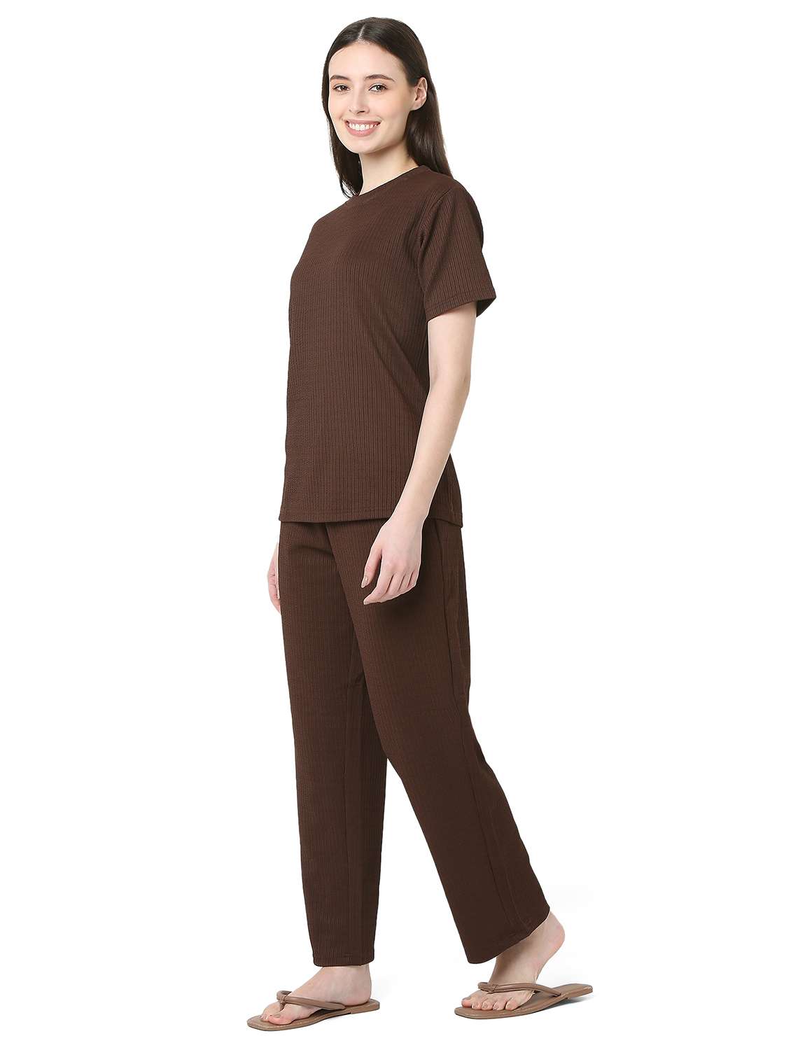 women solid nightwear pyjama set - 22087943 -  Standard Image - 2